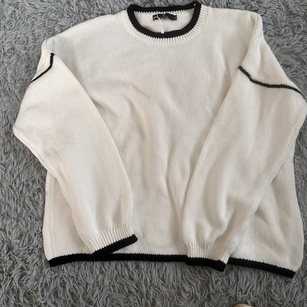 Women’s White and Black Sweater